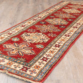 Handmade fine Afghan Kazak short runner - 309454