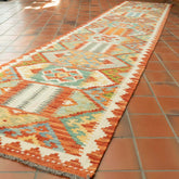 Handmade Afghan Kilim extra long runner - 309729