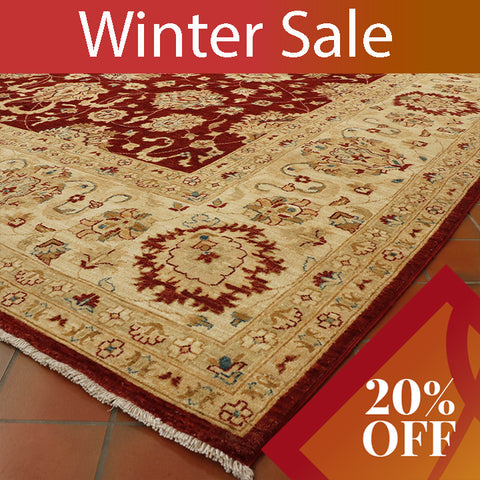 Fine handmade Afghan Ziegler square carpet - 30725658