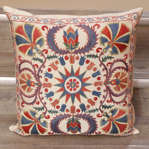 Handmade Uzbek Suzani Silk Cushion - 307746-1