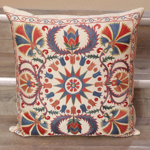 Handmade Uzbek Suzani Silk Cushion - 307746-1