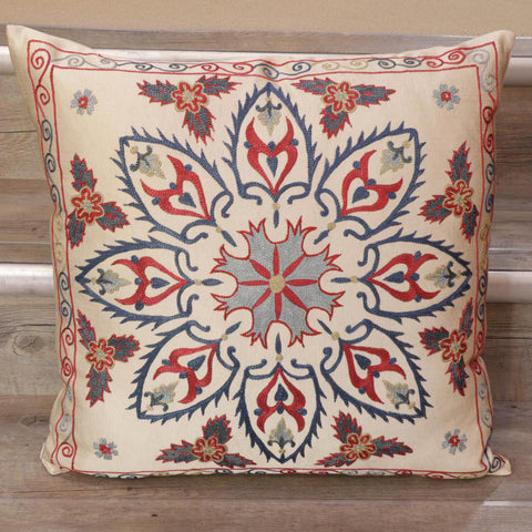 Handmade Uzbek Suzani Silk Cushion - 307746-5