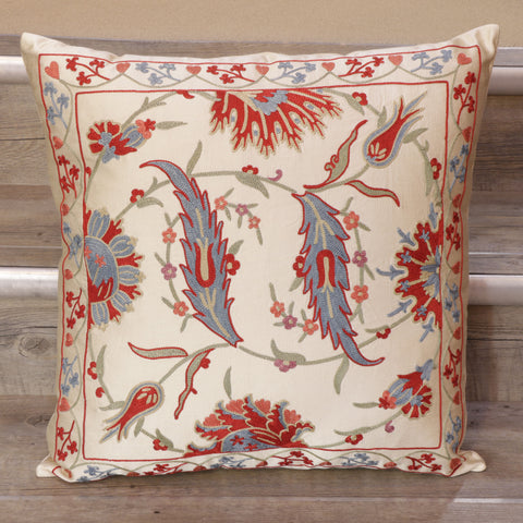 Handmade Uzbek Suzani Silk Cushion - 307746-6