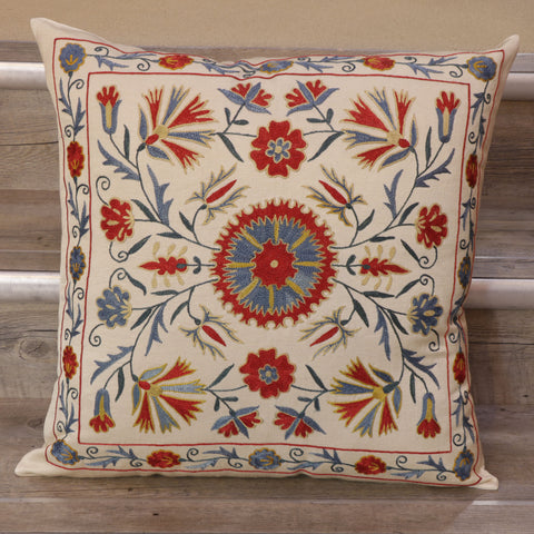 Handmade Uzbek Suzani Silk Cushion - 307746-7