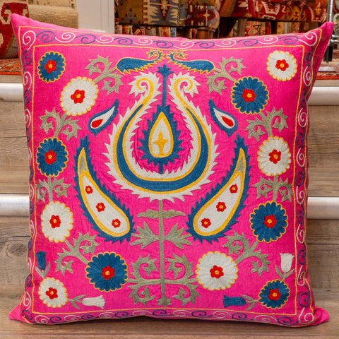 Handmade Uzbek Suzani Silk Cushion - 307746-AY