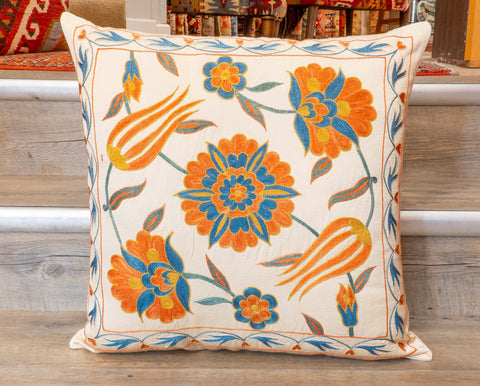 Handmade Uzbek Suzani Silk Cushion - 307746-BD