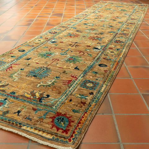 Handmade fine modern Afghan Ziegler runner - 308254