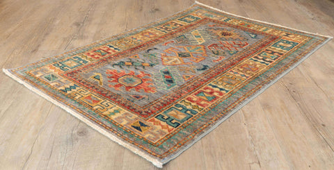 Handmade extra fine Afghan Kazak rug - 308281