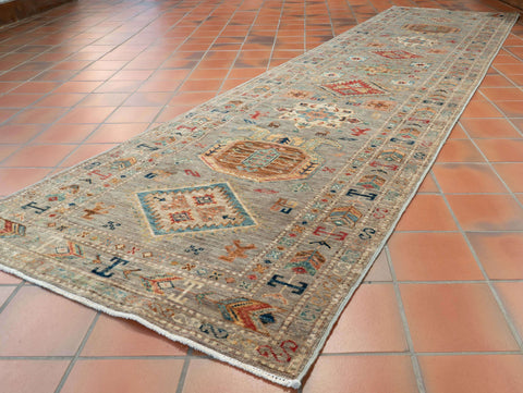 Handmade extra fine Afghan Kazak runner - 308282
