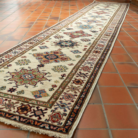 Handmade fine Afghan Kazak long runner - 308504