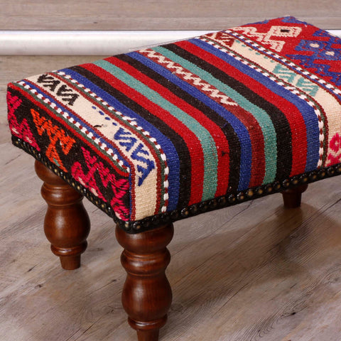 Small handmade Turkish kilim stool - 308588