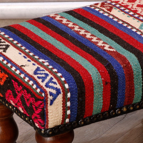 Small handmade Turkish kilim stool - 308588