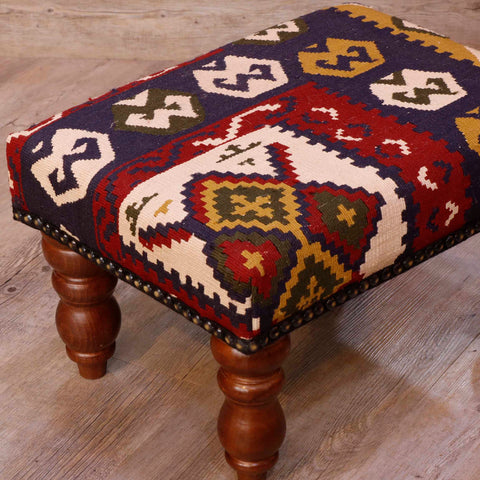 Small Turkish kilim covered stool - 308685