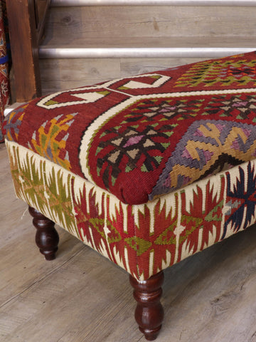 Turkish Kilim covered ottoman - 309073