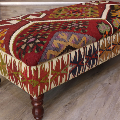 Turkish Kilim covered ottoman - 309073