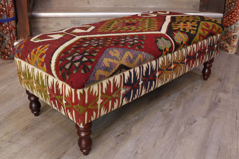 Turkish Kilim covered ottoman - 309073