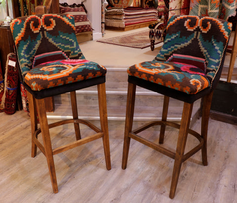 Moldovan kilim covered bar stool - 309159