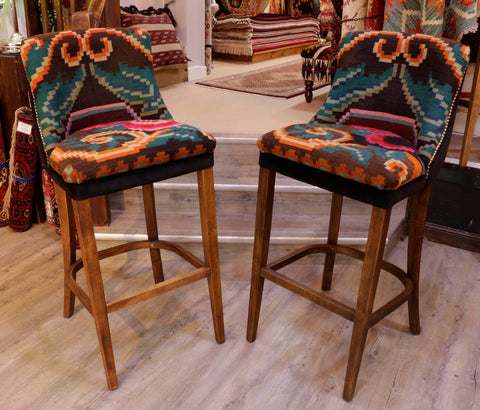 Moldovan kilim covered bar stool - 309160