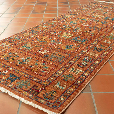 Handmade Afghan fine Samarkand short runner - 309248