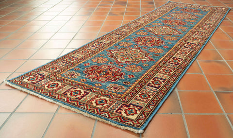 Handmade fine Afghan Kazak short runner - 309253