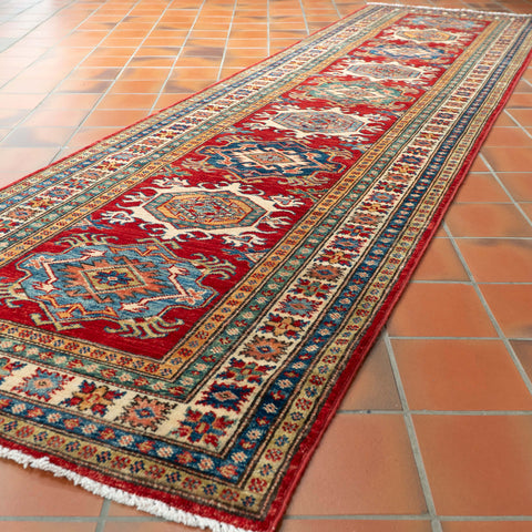 Handmade fine Afghan Kazak runner - 309254