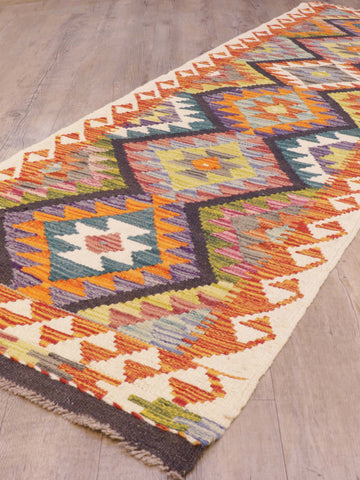 Handmade Afghan Kilim short runner - 309283