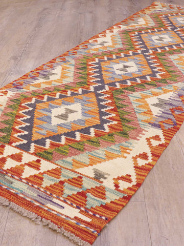 Handmade Afghan Kilim short runner - 309286