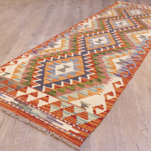 Handmade Afghan Kilim short runner - 309286