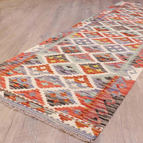 Handmade Afghan Kilim short runner - 309287