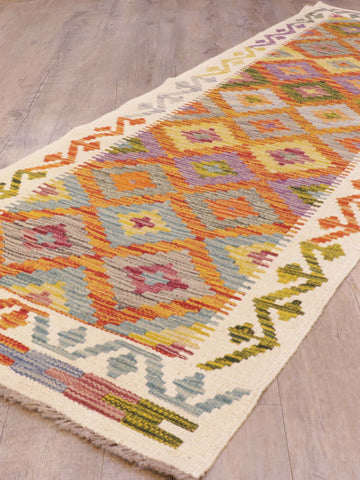 Handmade Afghan Kilim short runner - 309290