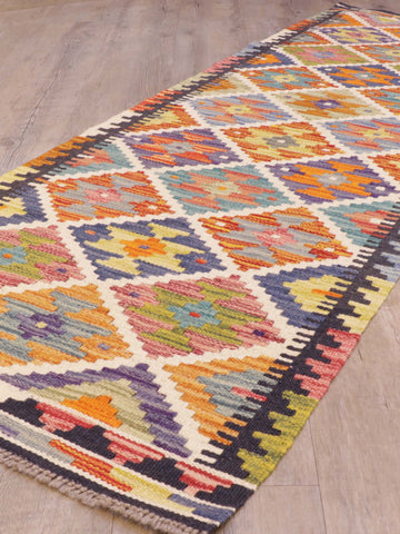 Handmade Afghan Kilim short runner - 309292