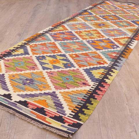 Handmade Afghan Kilim short runner - 309292