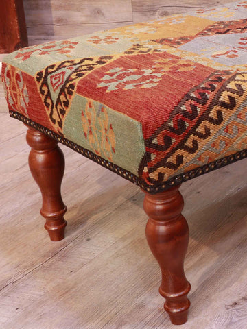 Turkish kilim covered bench stool - 309325