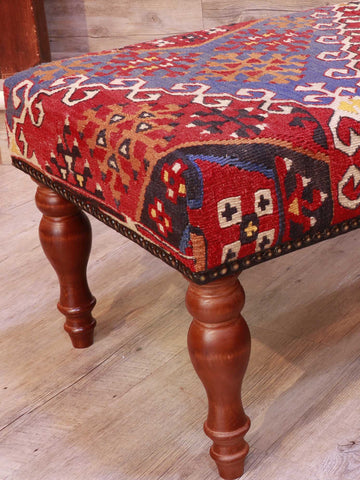 Turkish kilim covered bench stool - 309328