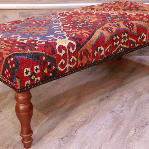 Turkish kilim covered bench stool - 309328