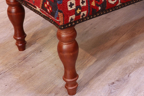 Turkish kilim covered bench stool - 309328