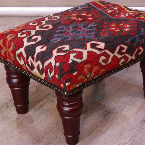 Small handmade Turkish kilim stool - 309329