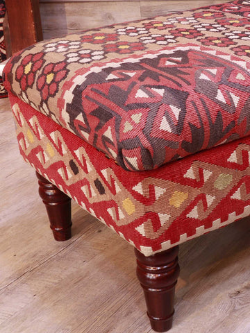 Turkish Kilim covered ottoman -309357