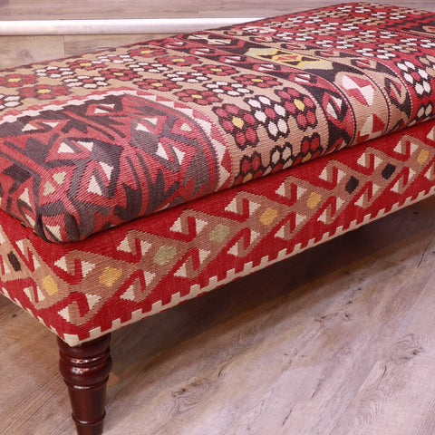 Turkish Kilim covered ottoman -309357