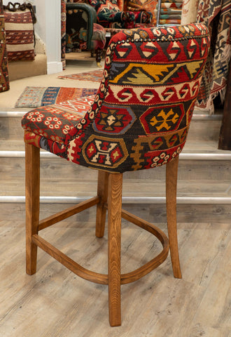 Turkish kilim covered Counter height stool - 309384