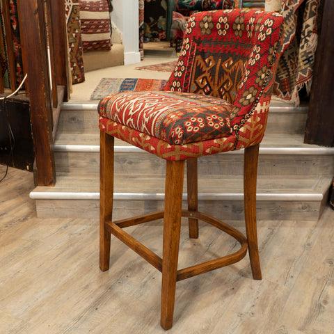 Turkish kilim covered Counter height stool - 309385