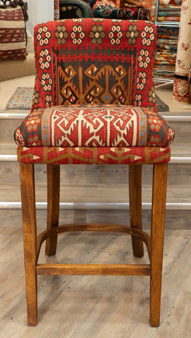 Turkish kilim covered Counter height stool - 309385