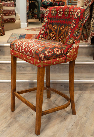 Turkish kilim covered Counter height stool - 309385