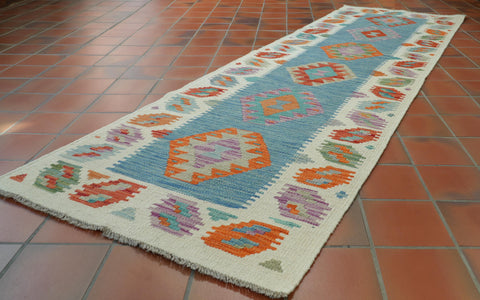 Handmade Afghan Kilim short runner - 309416