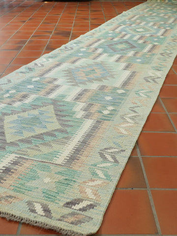 Handmade Afghan Kilim extra long runner - 309423