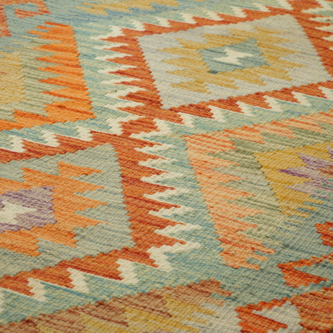 Handmade Afghan Kilim short runner - 309430