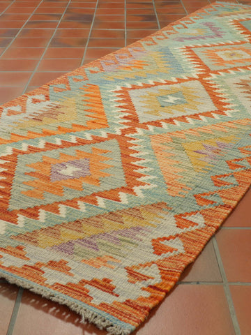 Handmade Afghan Kilim short runner - 309430