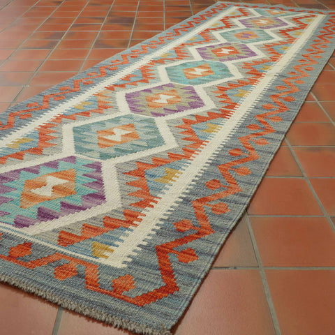 Handmade Afghan Kilim short runner - 309431