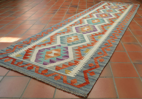 Handmade Afghan Kilim short runner - 309431