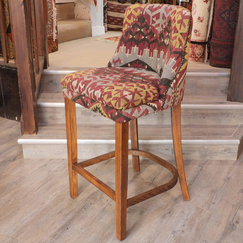 Turkish kilim covered Counter height stool - 309497